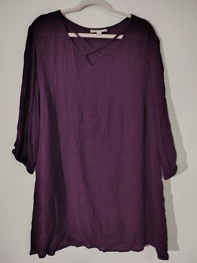 Woman Within Deep Purple V-Notch Tunic Top
